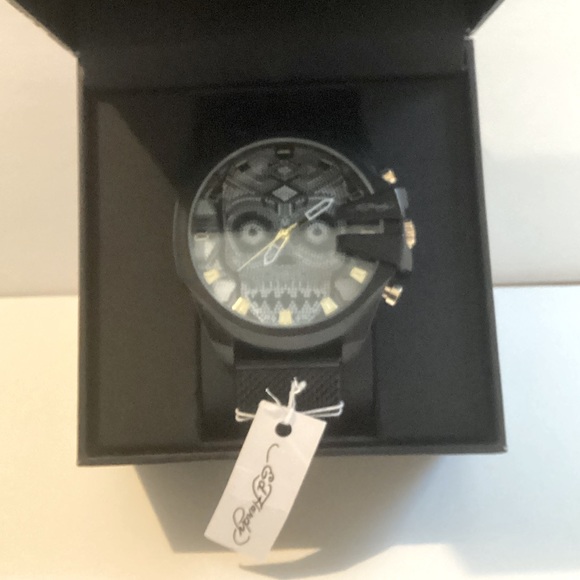 Ed Hardy Other - NIB with tag Ed Hardy black metal band Skull face watch
